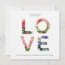 Invitación a la ducha de novia con amor floral vin