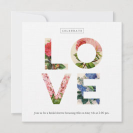 Invitación a la ducha de novia con amor floral vin