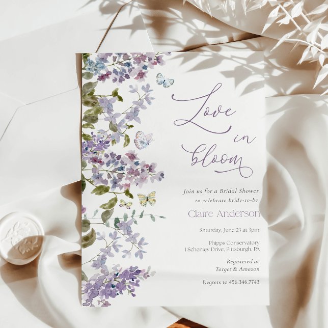 Invitación a la ducha de novia con amor morado en  (Subido por el creador)