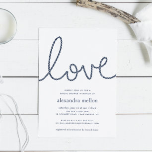 Invitación a la ducha de novia con amor notado
