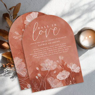Invitación a la ducha de novia con arcos de caos e