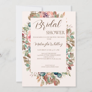 Invitación a la ducha de novia con arena floral de