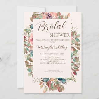 Invitación a la ducha de novia con arena floral de