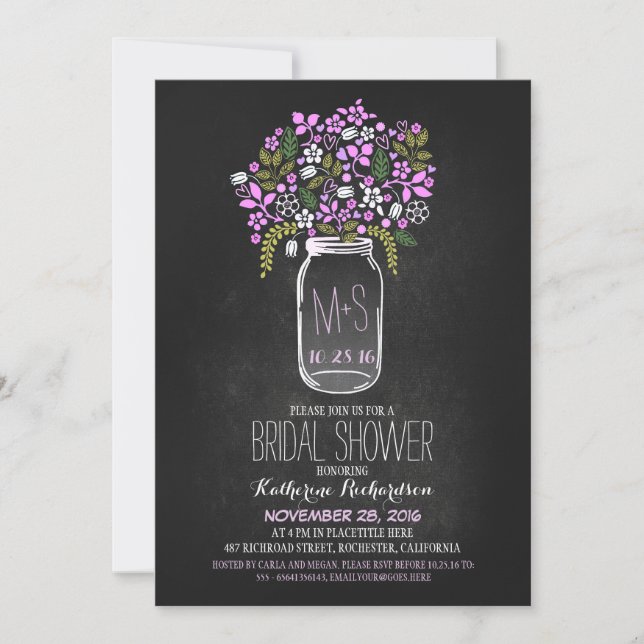 invitación a la ducha de novia con barro de cartón (Anverso)
