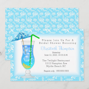 Invitación a la ducha de novia con bebida tropical