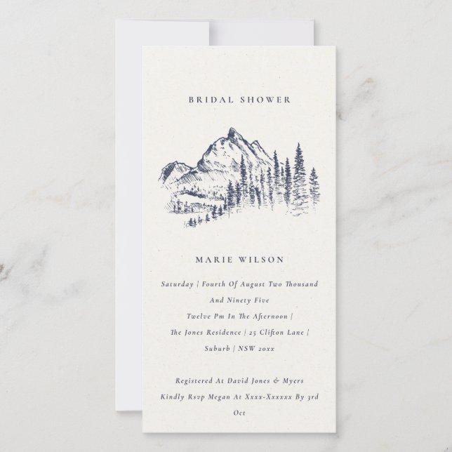 Invitación a la ducha de novia con boceto de monta (Anverso)