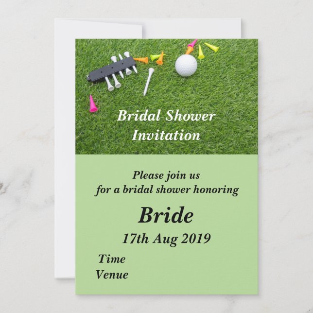 Invitación a la ducha de novia con bola de golf (Anverso)