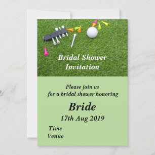 Invitación a la ducha de novia con bola de golf