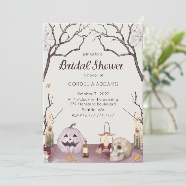 Invitación a la ducha de novia con calabaza de Hal (Anverso de pie)