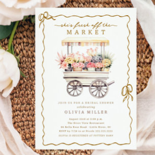 Invitación a la ducha de novia con carrito de flor