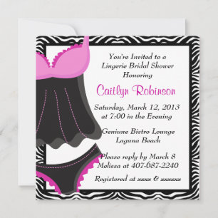 Invitación a la ducha de novia con cebra rosa dulc