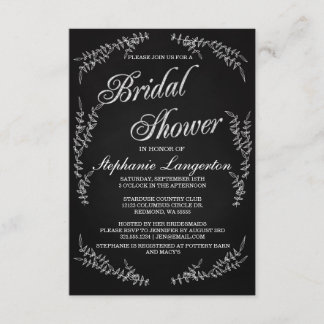 Invitación a la ducha de novia con chalk moderno