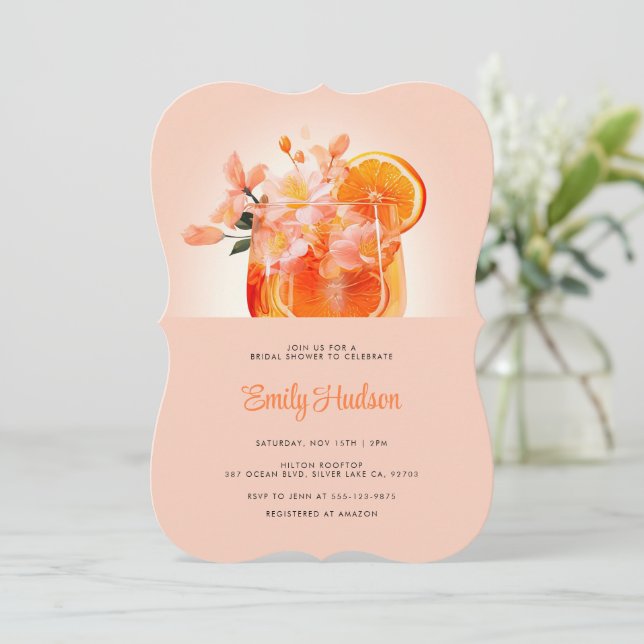 Invitación a la ducha de novia con cócteles Aperol (Anverso de pie)
