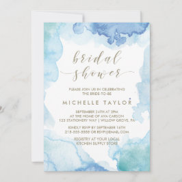 Invitación a la ducha de novia con color azul