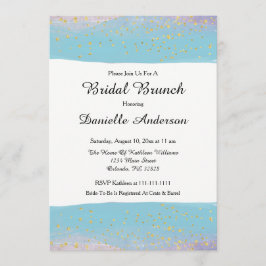 Invitación a la ducha de novia con color azul y or