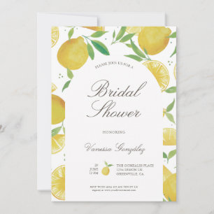 Invitación a la ducha de novia con color limón de 