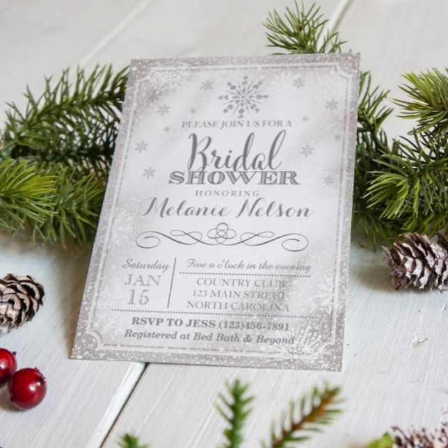 Invitación a la ducha de novia con copo de nieve e (Subido por el creador)