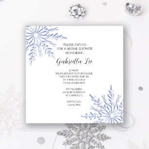 Invitación a la ducha de novia con copos de nieve 
