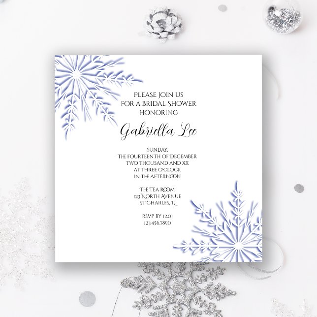 Invitación a la ducha de novia con copos de nieve  (Subido por el creador)