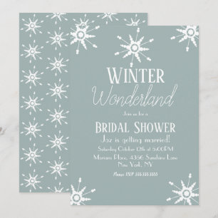Invitación a la ducha de novia con copos de nieve