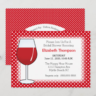 Invitación a la ducha de novia con cristal de vino