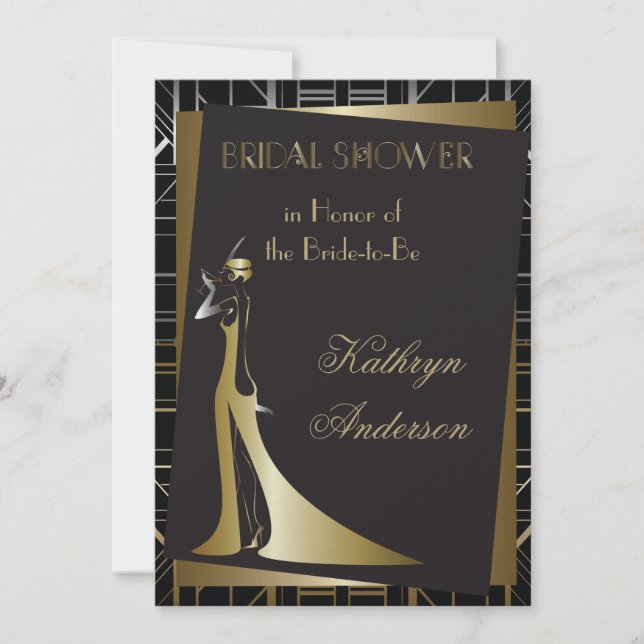 Invitación a la ducha de novia con decoración clás (Anverso)