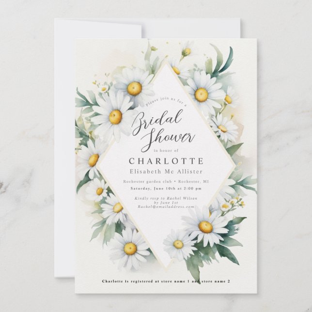 Invitación a la ducha de novia con diamantes de co (Anverso)
