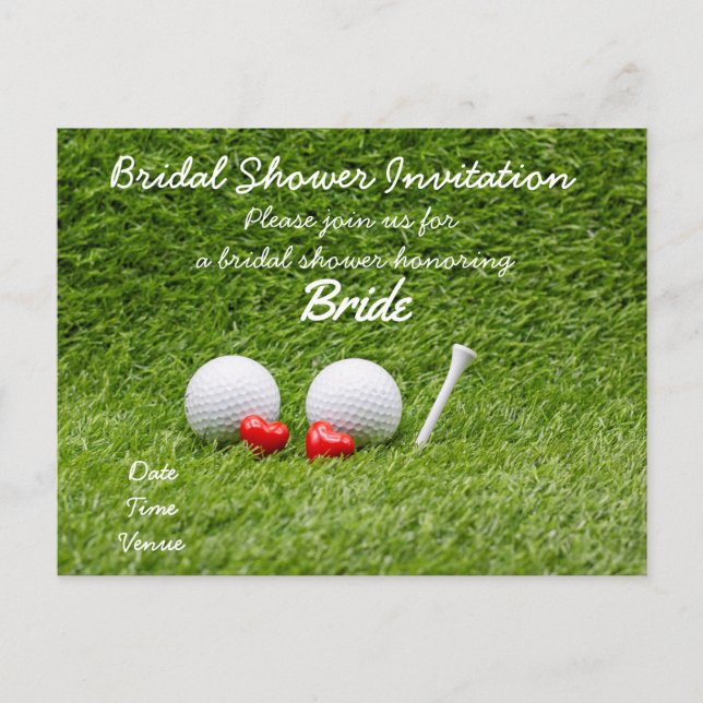 Invitación a la ducha de novia con dos pelotas de  (Anverso)