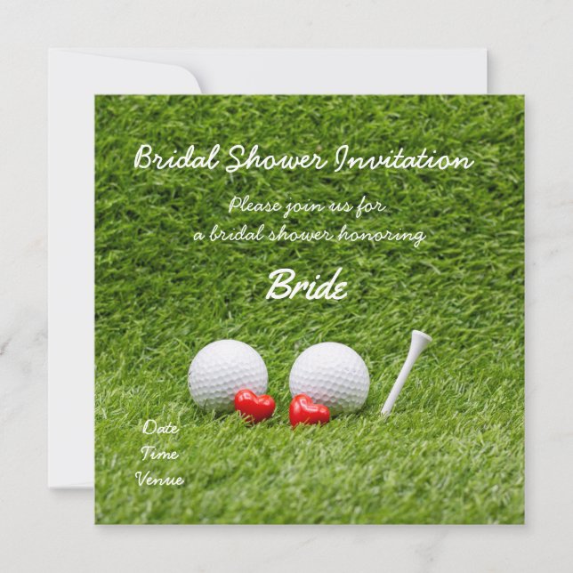 Invitación a la ducha de novia con dos pelotas de  (Anverso)