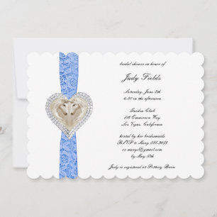 Invitación a la ducha de novia con encaje azul de 