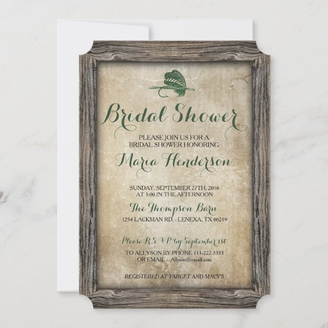 Invitación a la ducha de novia con encanto de pesc (Anverso)