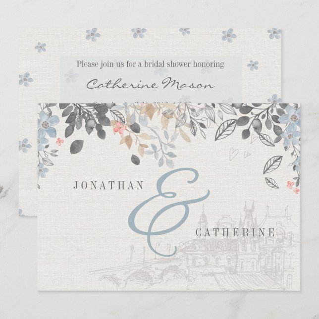 Invitación a la ducha de novia con encanto del vie (Anverso / Reverso)