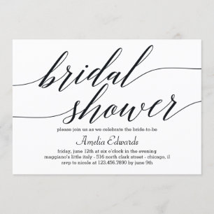 Invitación a la ducha de novia con escritura moder