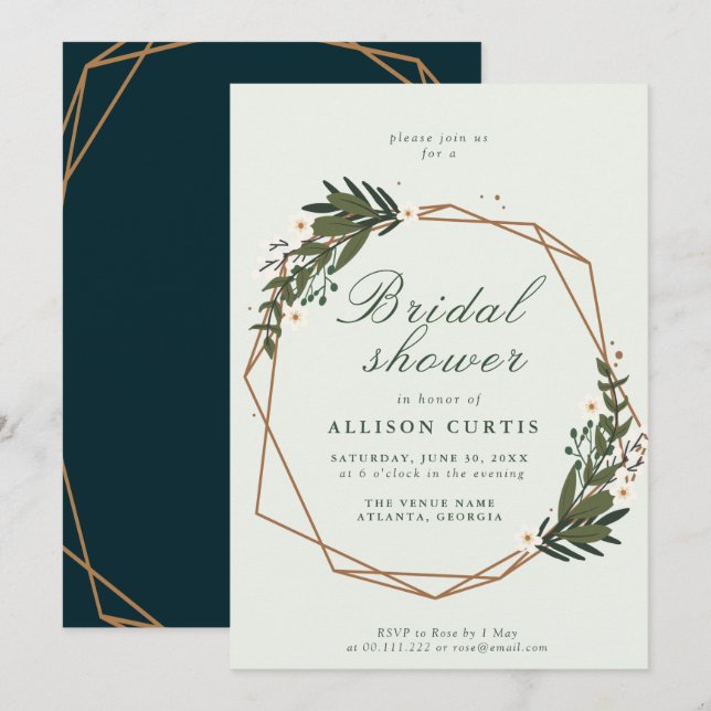 invitación a la ducha de novia con flores (Anverso / Reverso)