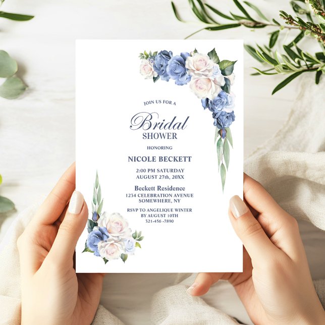 Invitación a la ducha de novia con flores azules b (Subido por el creador)