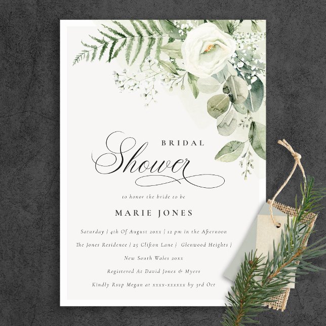 Invitación a la ducha de novia con flores blancas (Subido por el creador)
