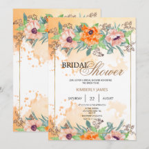 Invitación a la ducha de novia con flores de amapo