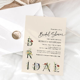 Invitación a la ducha de novia con flores de Boho