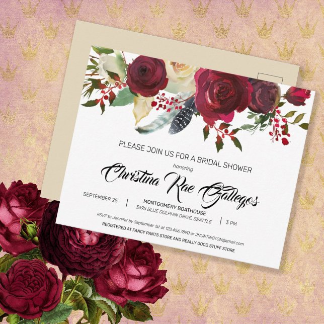 Invitación a la ducha de novia con flores de borgo (Subido por el creador)