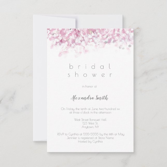 Invitación a la ducha de novia con flores de cerez (Anverso)