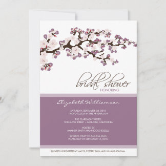 Invitación a la ducha de novia con flores de cerez