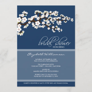 Invitación a la ducha de novia con flores de cerez