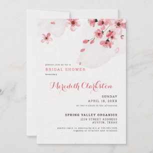 Invitación a la ducha de novia con flores de cerez