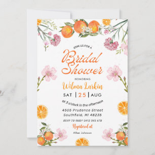 Invitación a la ducha de novia con flores de cítri