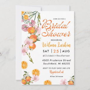 Invitación a la ducha de novia con flores de cítri
