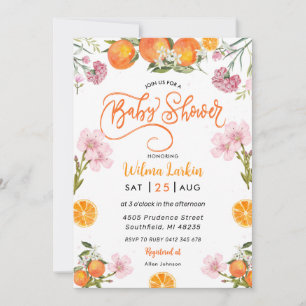 Invitación a la ducha de novia con flores de cítri