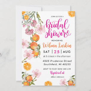Invitación a la ducha de novia con flores de cítri