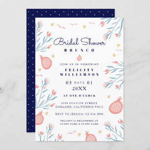 Invitación a la ducha de novia con flores de fruta