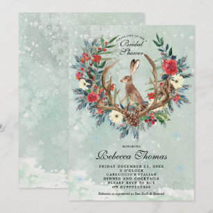 invitación a la ducha de novia con flores de invie