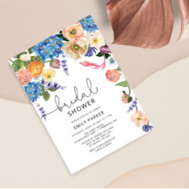 Invitación a la ducha de novia con flores de jardí